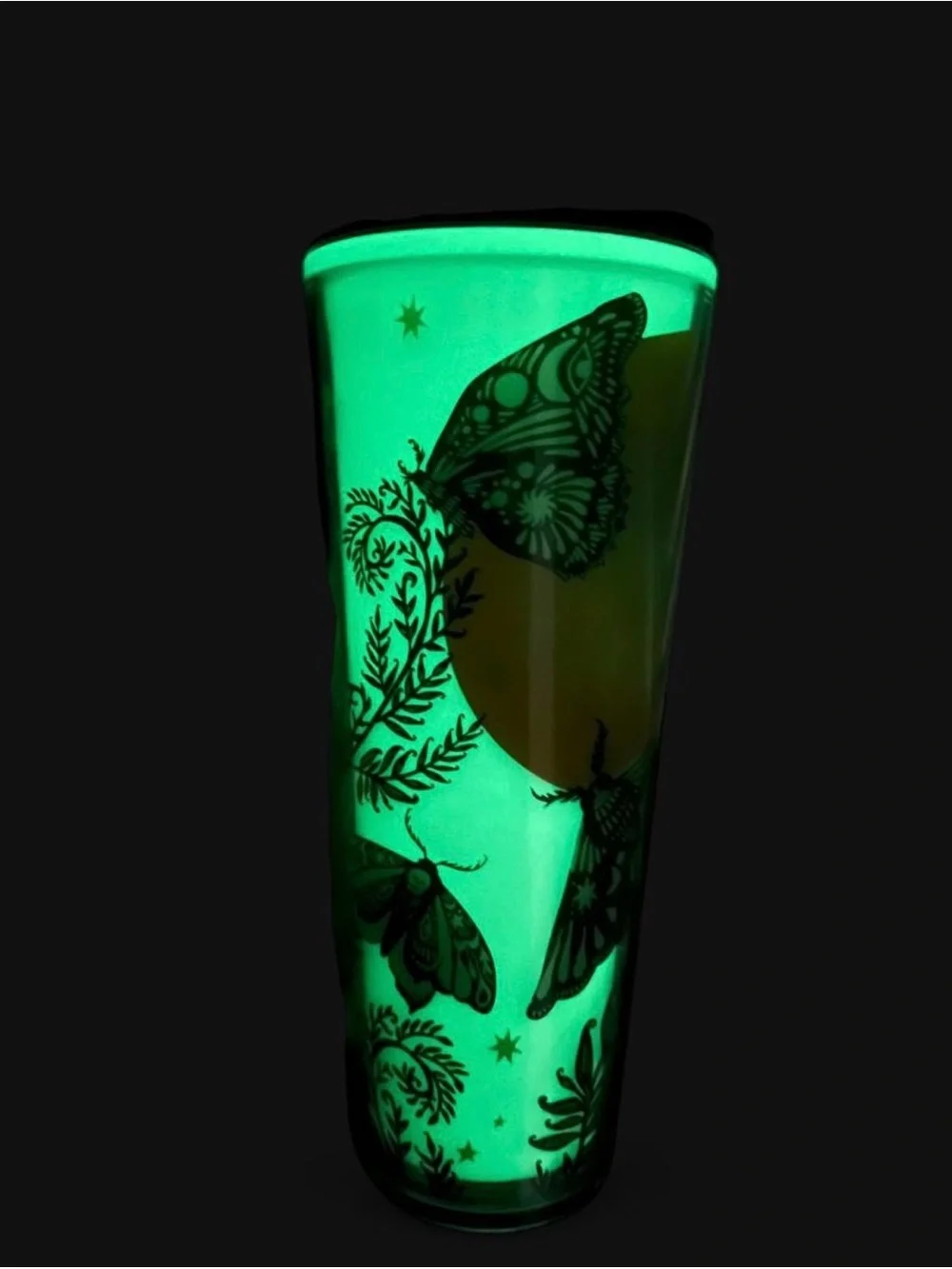 New Starbucks 2025 Halloween Night Moth & Moon Glow-in-the-Dark Venti Cold Cup